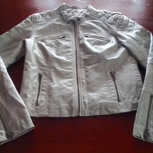 Billabong Faux Leather Jacket Gray Size Medium